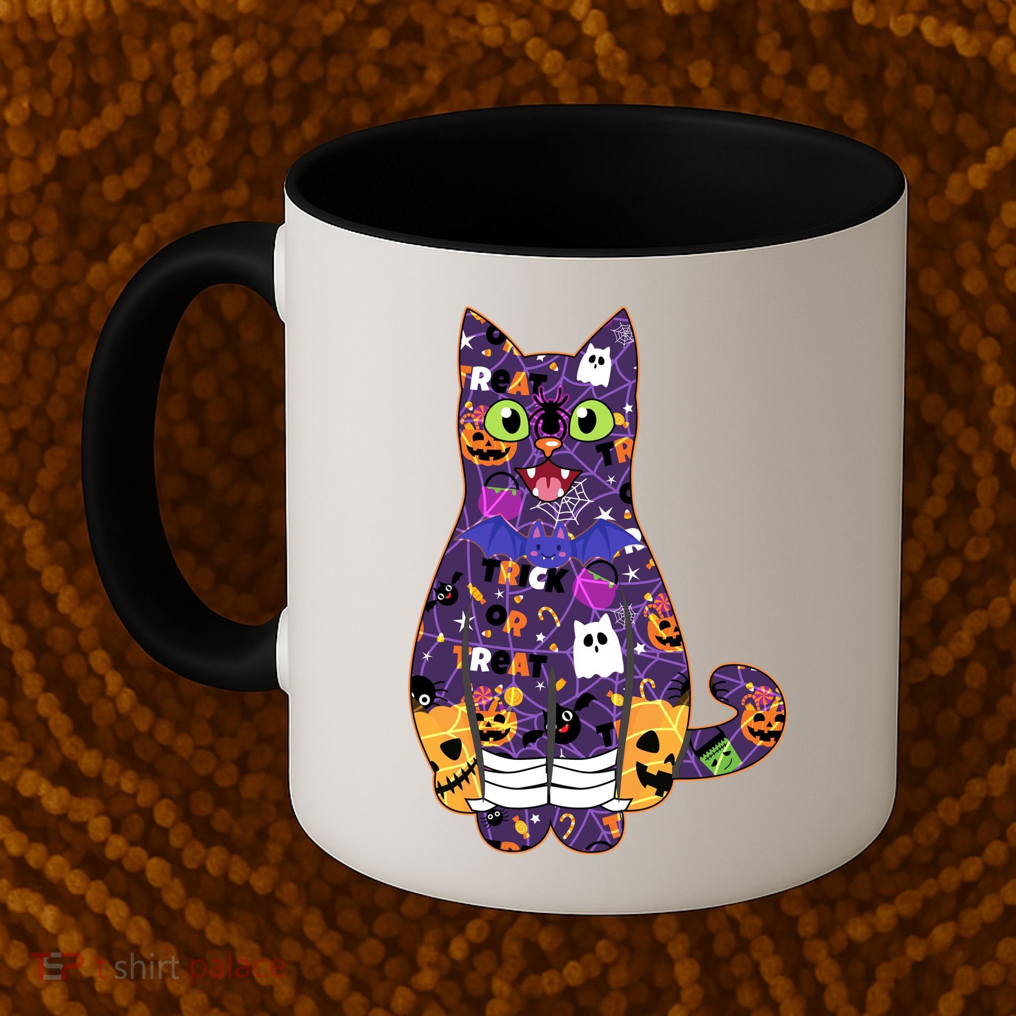 Spooky Cute Halloween Pattern Kitty Cat Coffee Mug