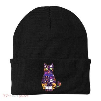 Spooky Cute Halloween Pattern Kitty Cat Beanie