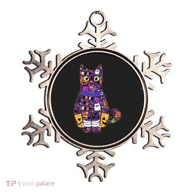 Spooky Cute Halloween Pattern Kitty Cat Ornament