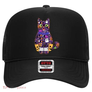 Spooky Cute Halloween Pattern Kitty Cat Hat