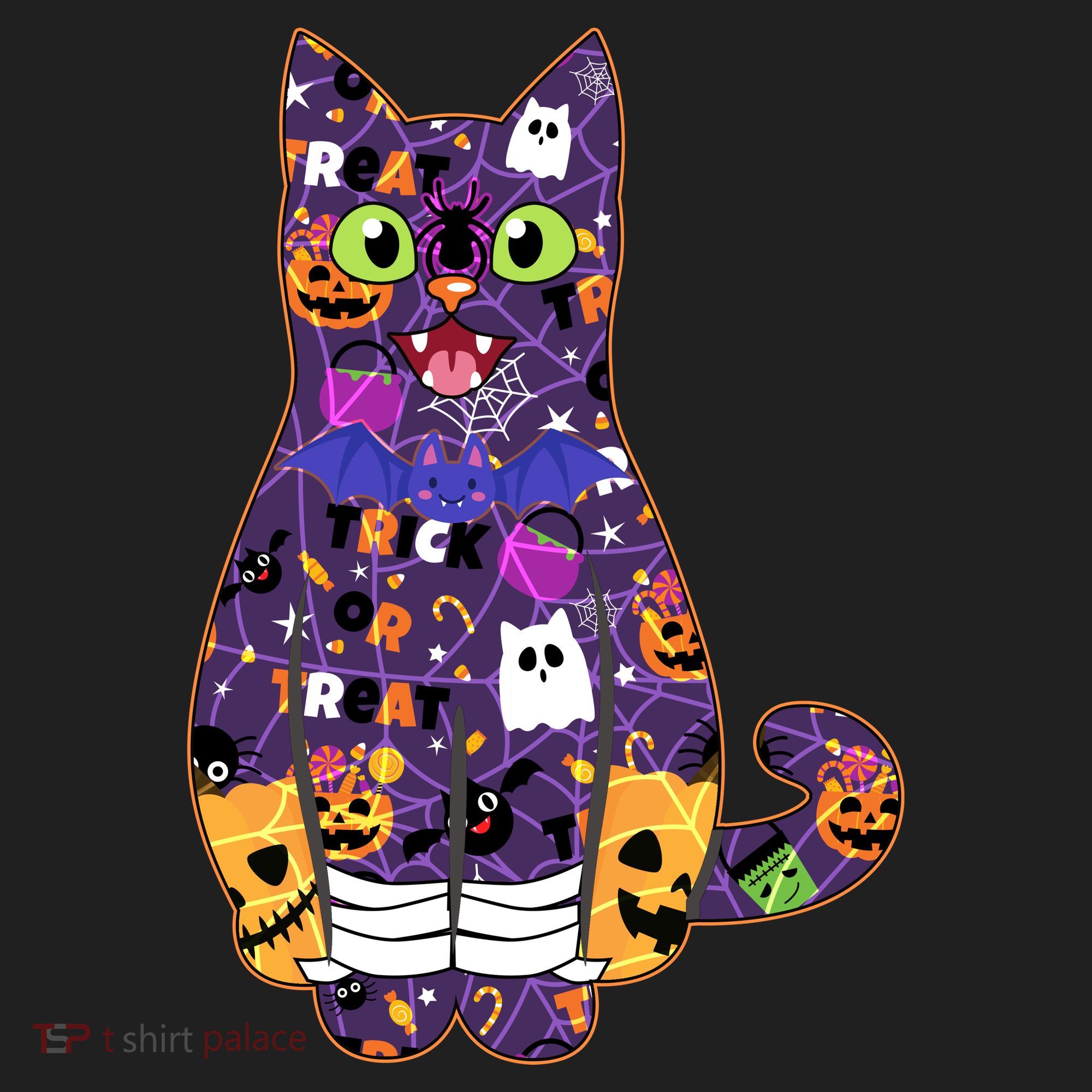 Spooky Cute Halloween Pattern Kitty Cat Hat