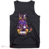 Spooky Cute Halloween Pattern Kitty Cat Tank Top thumb 0