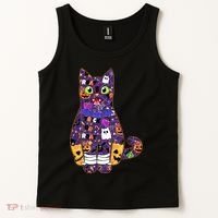 Spooky Cute Halloween Pattern Kitty Cat Tank Top thumb 2