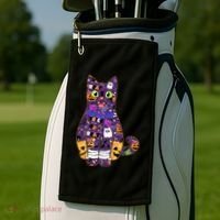 Spooky Cute Halloween Pattern Kitty Cat Golf Towel thumb 2