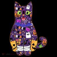 Spooky Cute Halloween Pattern Kitty Cat Kids Sweatshirt thumb 2