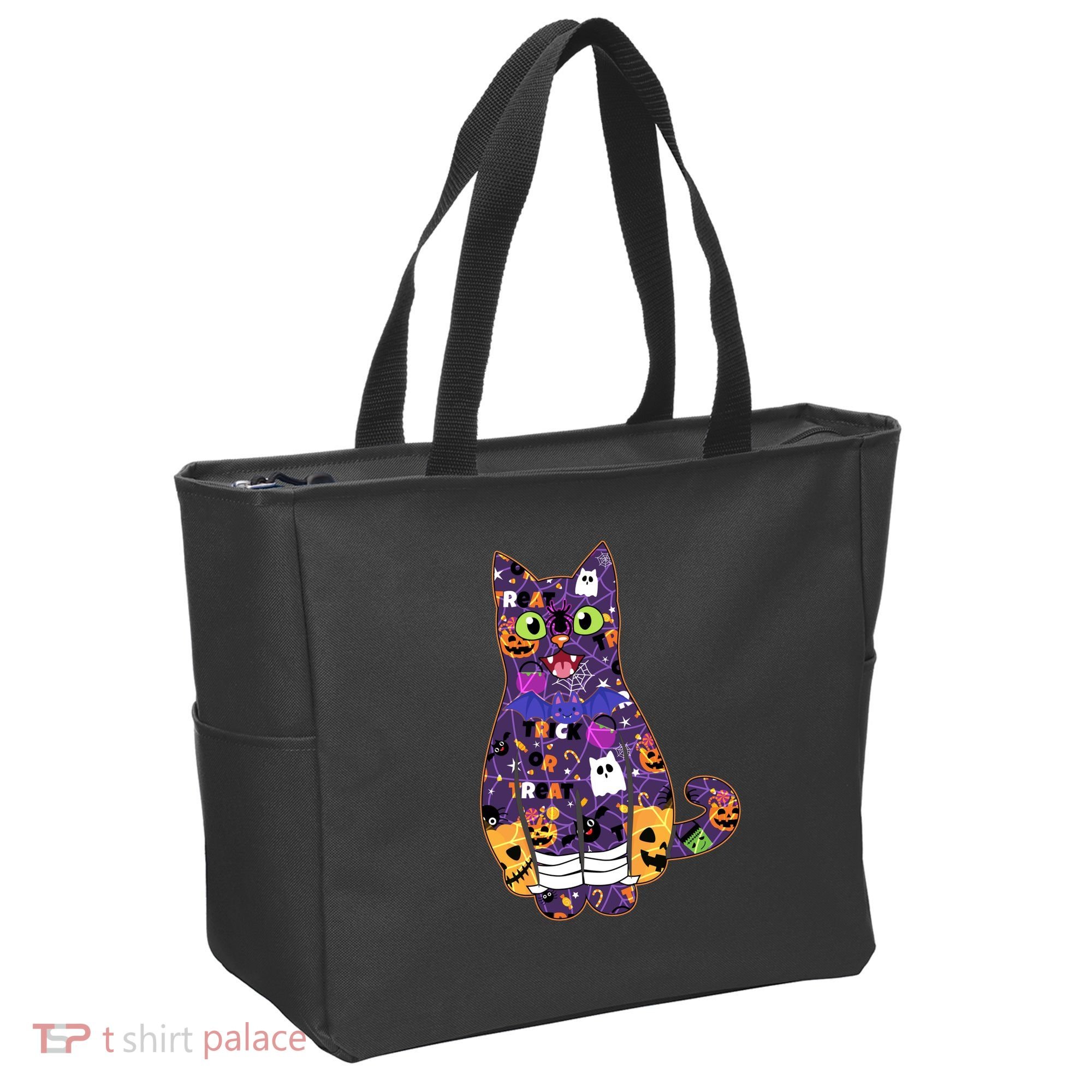 Spooky Cute Halloween Pattern Kitty Cat Tote Bag