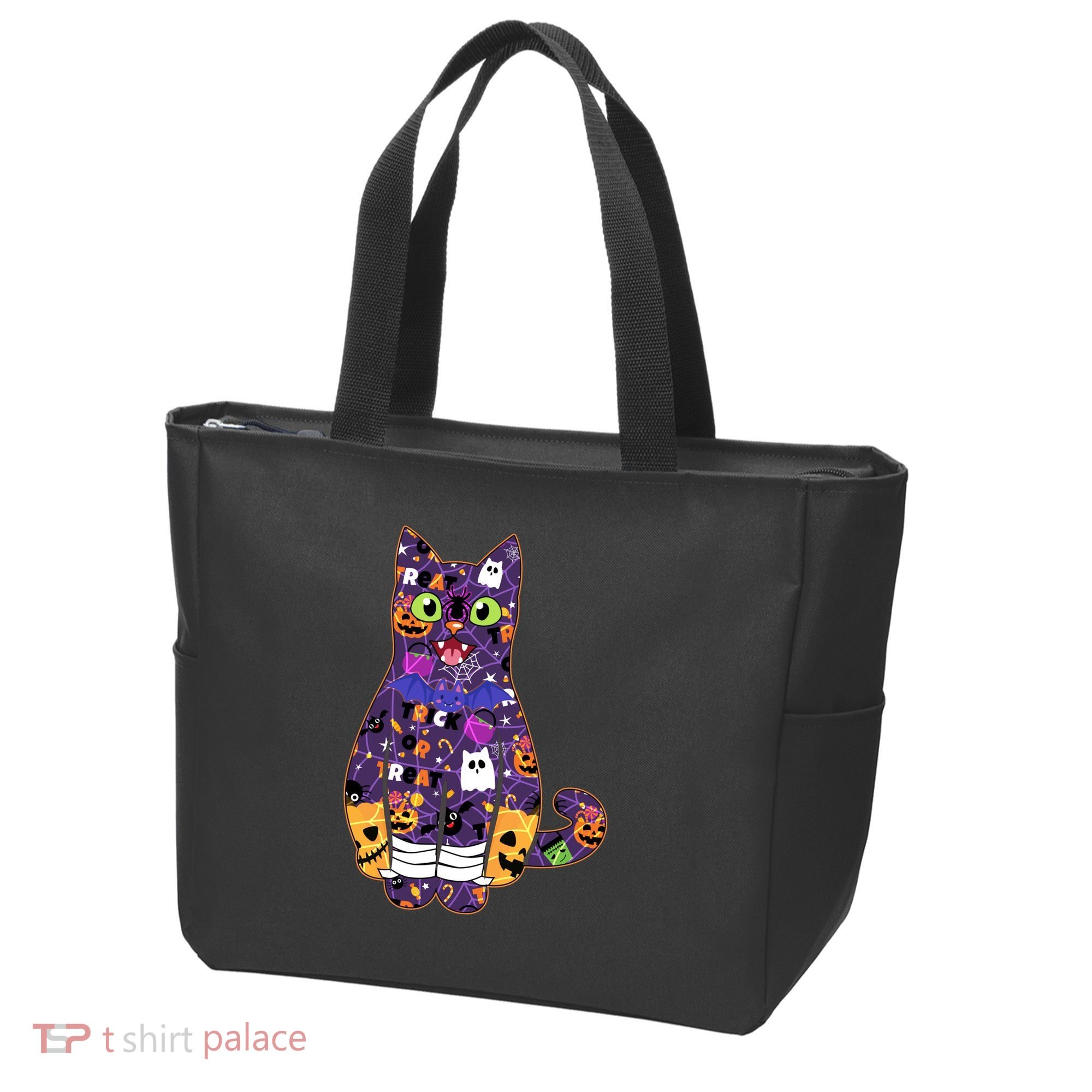Spooky Cute Halloween Pattern Kitty Cat Tote Bag