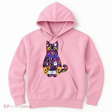 Spooky Cute Halloween Pattern Kitty Cat Hoodie
