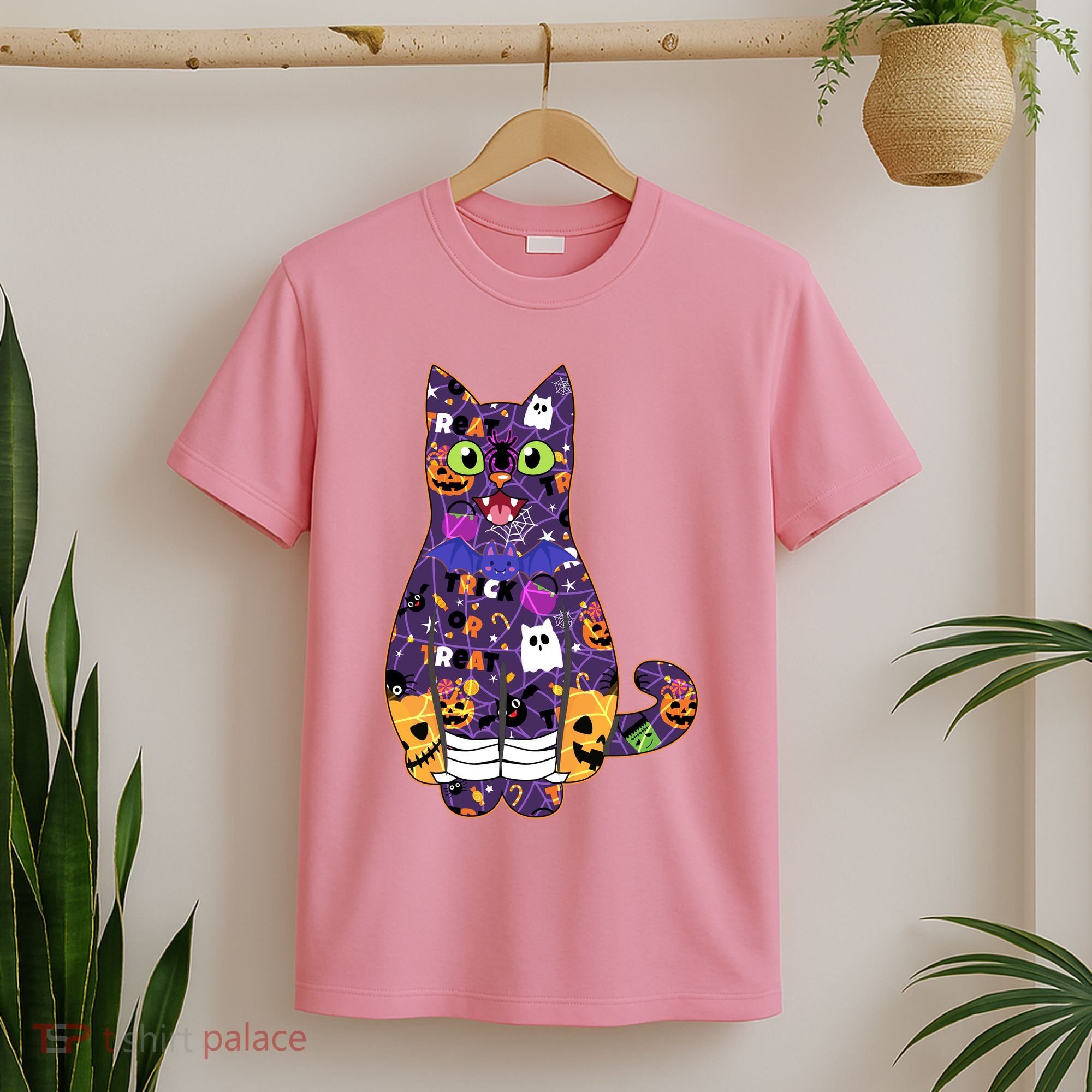 Spooky Cute Halloween Pattern Kitty Cat T-Shirt