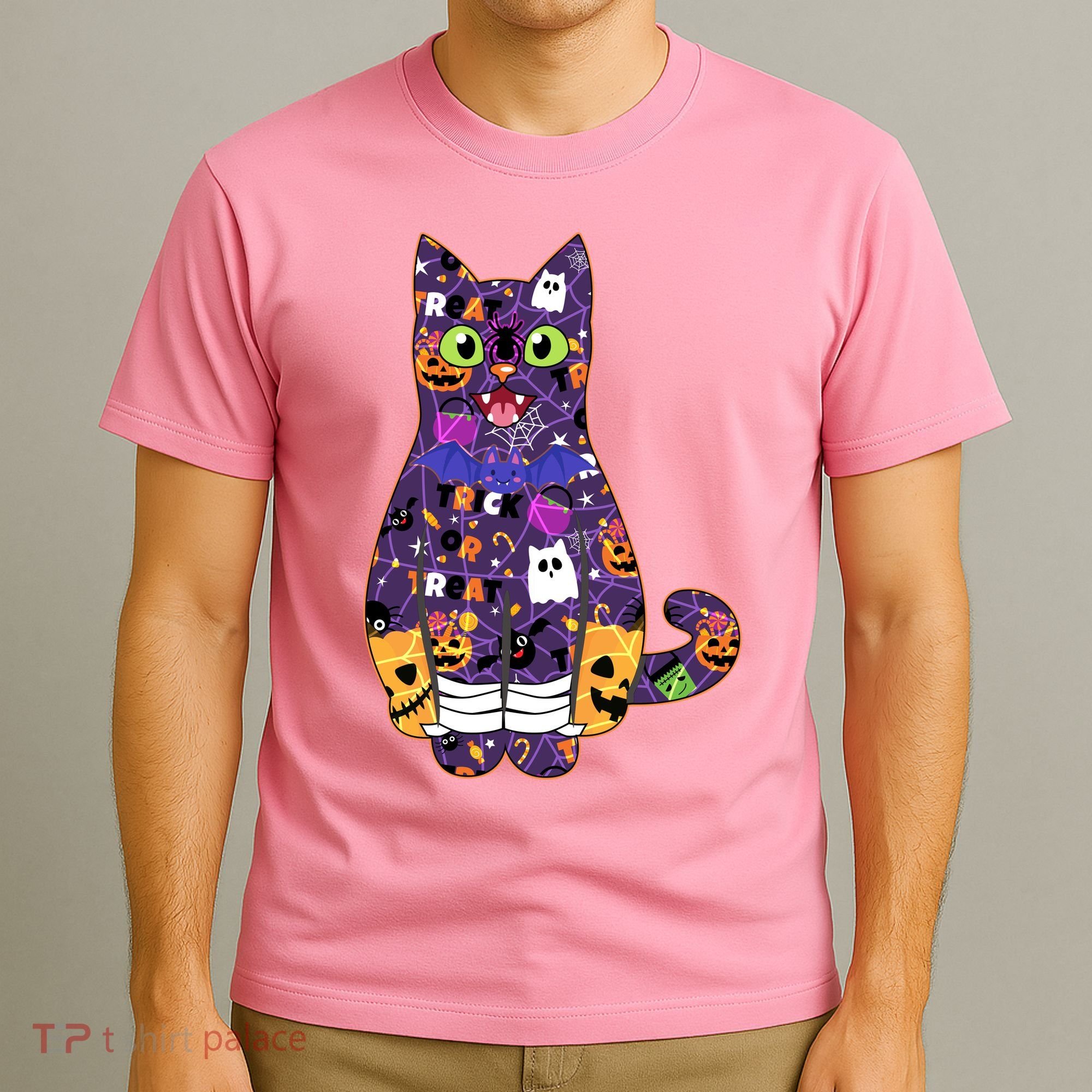 Spooky Cute Halloween Pattern Kitty Cat T-Shirt