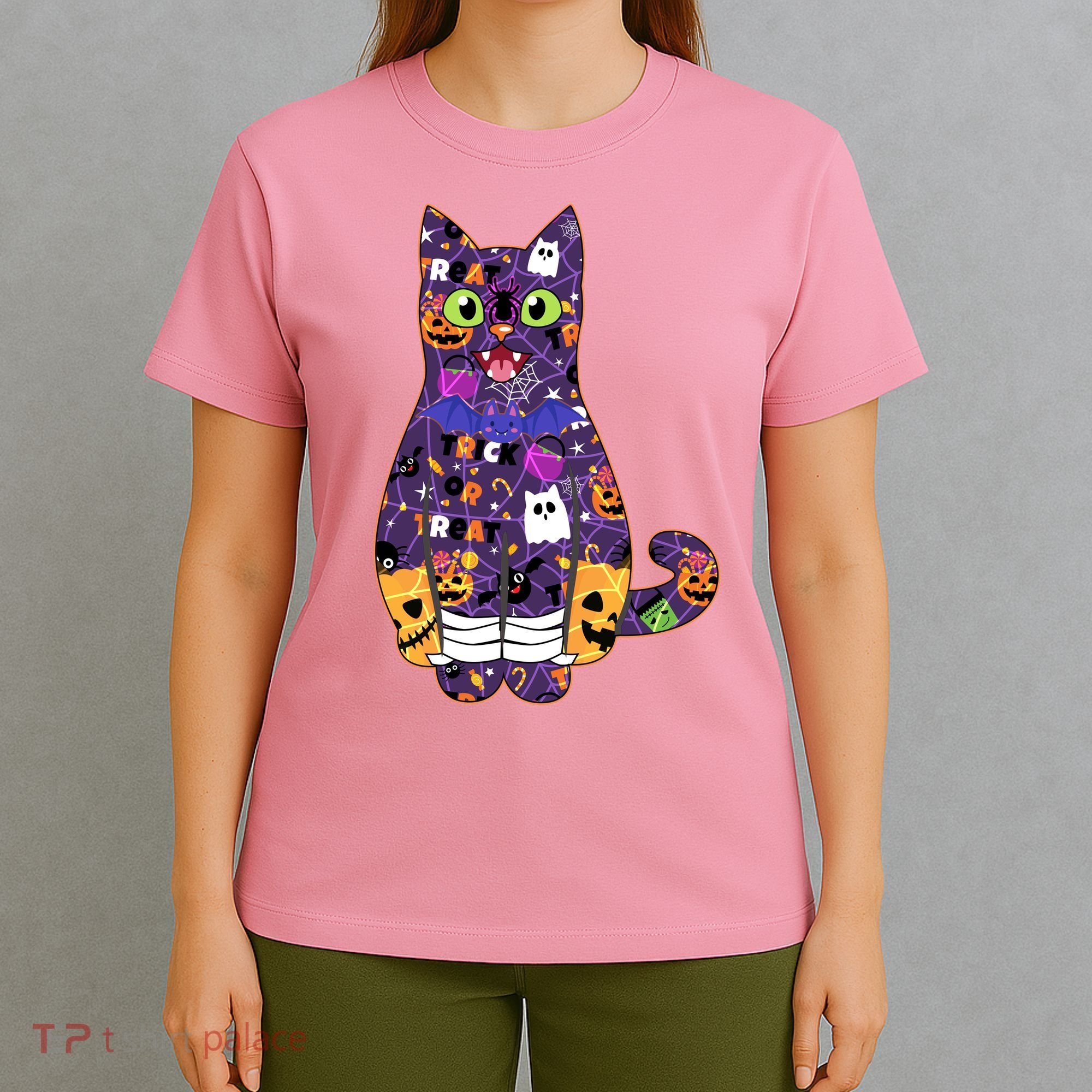 Spooky Cute Halloween Pattern Kitty Cat T-Shirt
