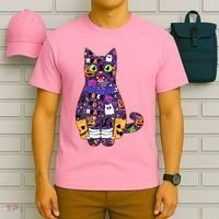 Spooky Cute Halloween Pattern Kitty Cat T-Shirt thumb 6