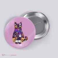 Spooky Cute Halloween Pattern Kitty Cat Button thumb 0