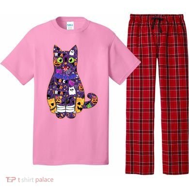 Spooky Cute Halloween Pattern Kitty Cat Pajama Set
