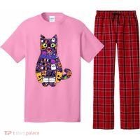 Spooky Cute Halloween Pattern Kitty Cat Pajama Set thumb 0
