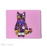 Spooky Cute Halloween Pattern Kitty Cat Mousepad thumb 0