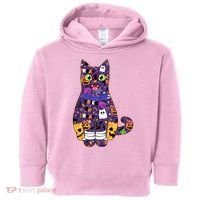 Spooky Cute Halloween Pattern Kitty Cat Toddler Hoodie thumb 0