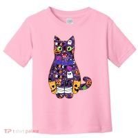 Spooky Cute Halloween Pattern Kitty Cat Toddler T-Shirt thumb 0