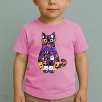 Spooky Cute Halloween Pattern Kitty Cat Toddler T-Shirt thumb 2