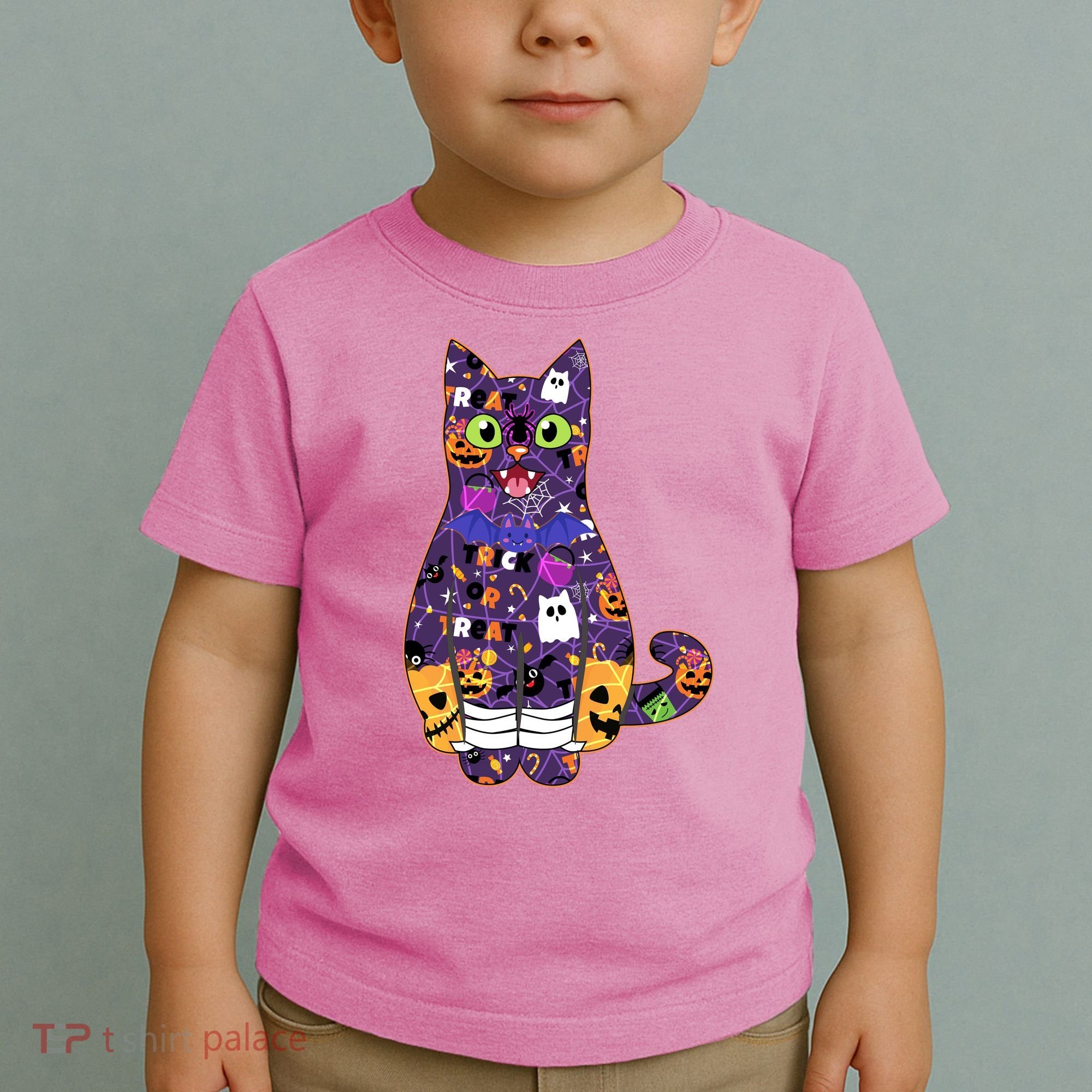 Spooky Cute Halloween Pattern Kitty Cat Toddler T-Shirt