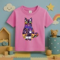 Spooky Cute Halloween Pattern Kitty Cat Toddler T-Shirt thumb 3