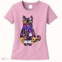 Spooky Cute Halloween Pattern Kitty Cat Women's T-Shirt thumb 0