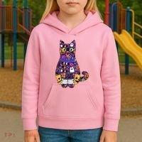 Spooky Cute Halloween Pattern Kitty Cat Kids Hoodie thumb 3