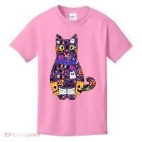 Spooky Cute Halloween Pattern Kitty Cat Kids T-Shirt thumb 0
