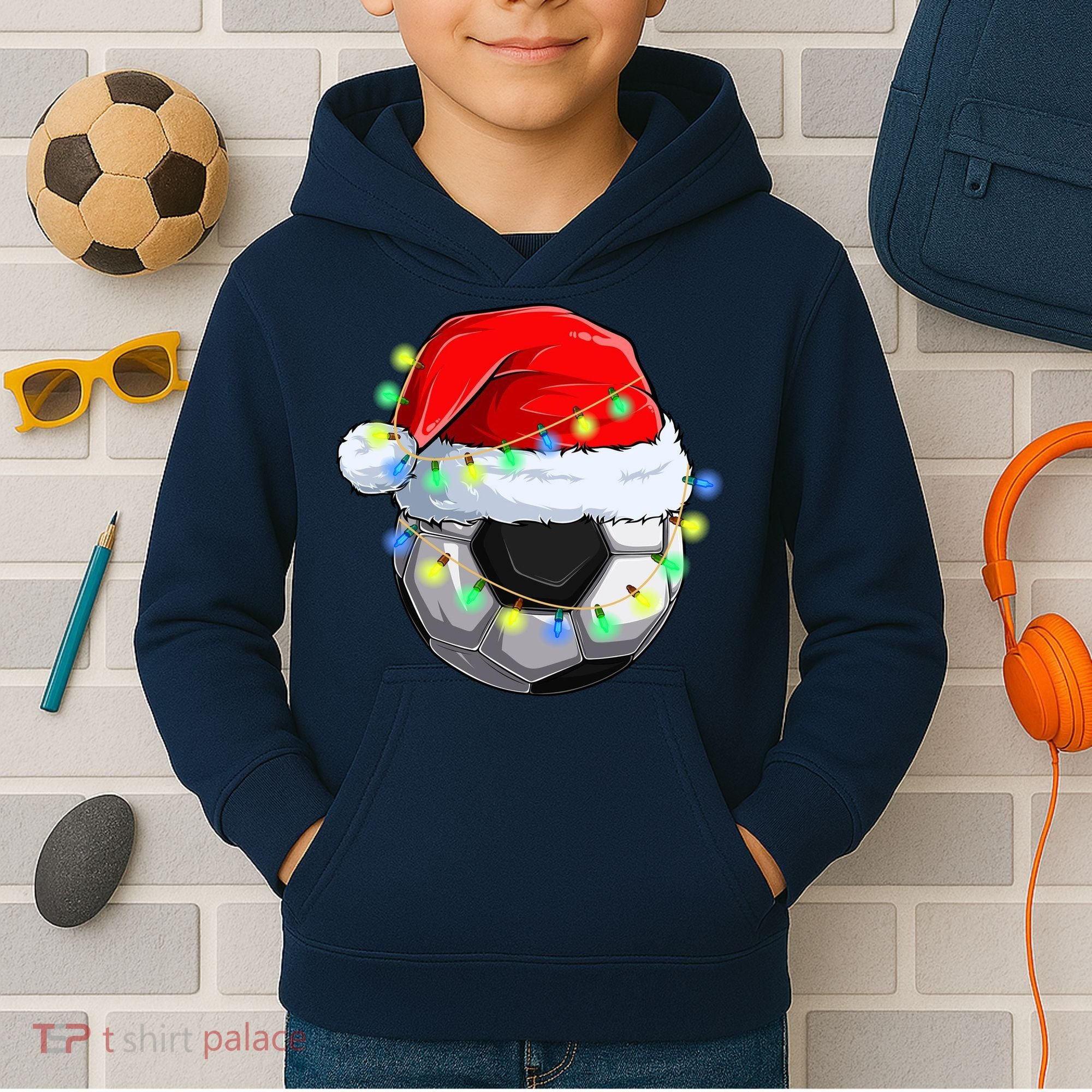 Soccer Christmas Holiday Gift Kids Hoodie