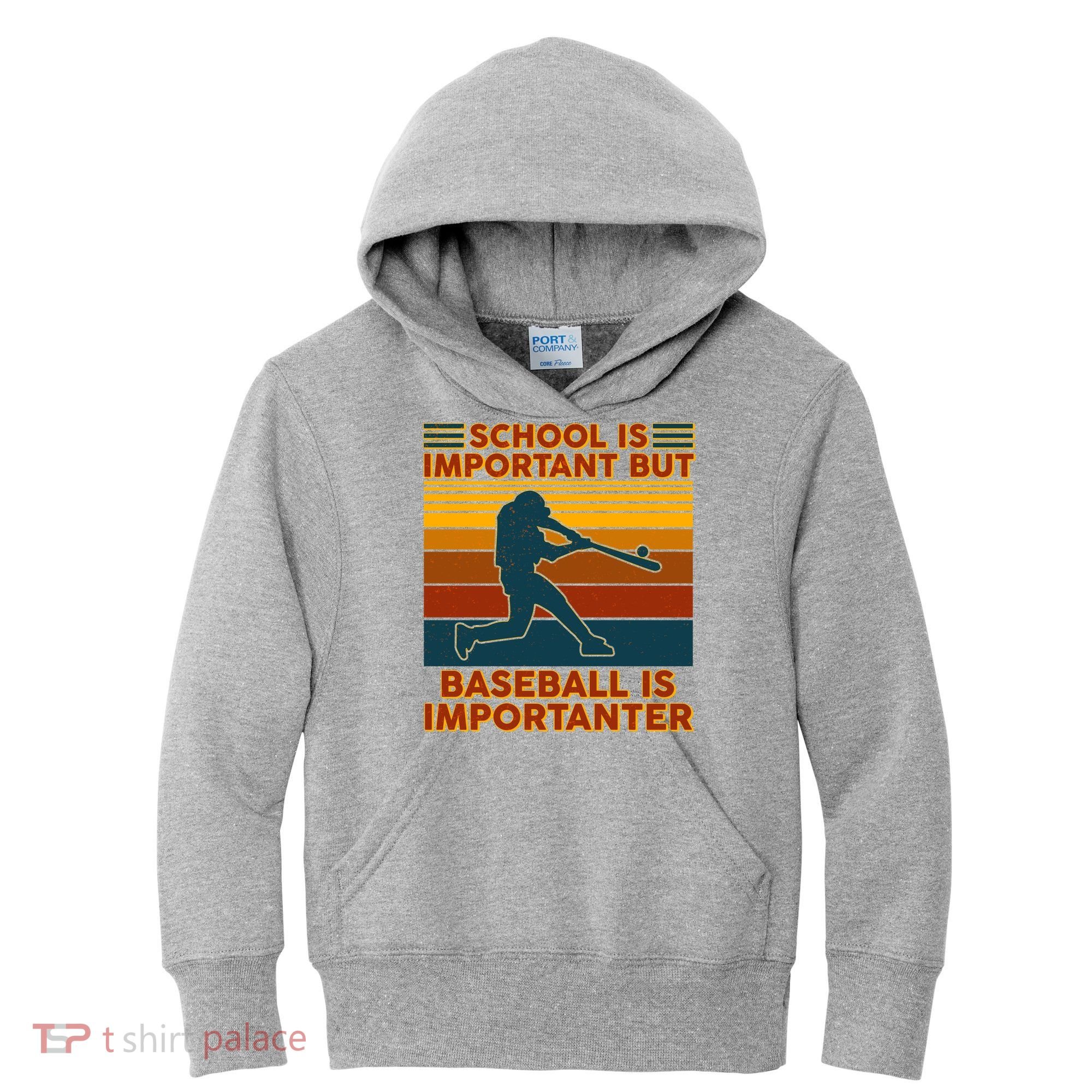 School Is Important But Baseball Is Importanter Kids Hoodie