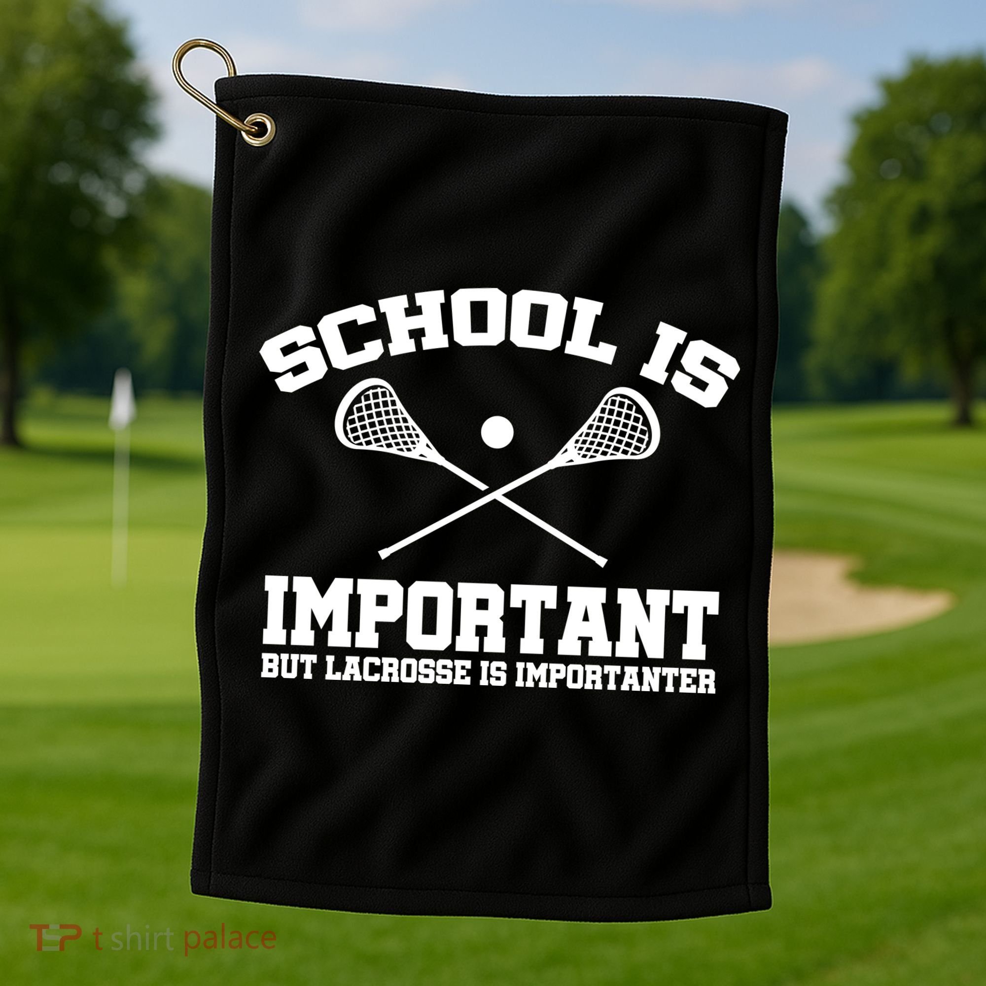 School Is Important But Lacrosse Is Importanter Golf Towel