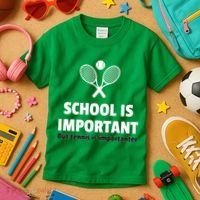 School Is important But Tennis Is Importanter Kids T-Shirt thumb 3
