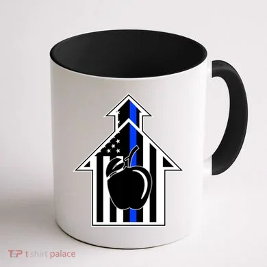 School Police Blue Thin Line Coffee Mug back