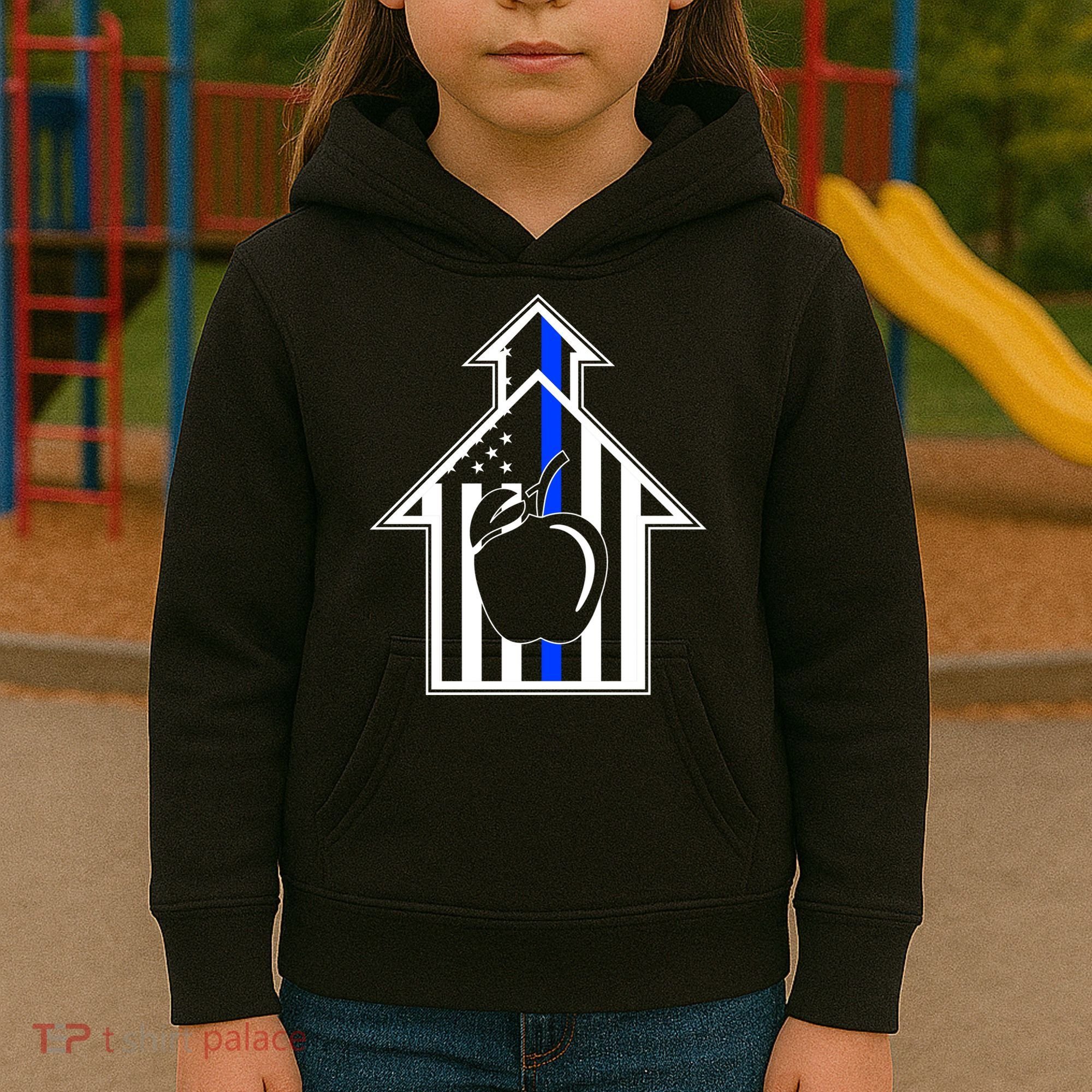 School Police Blue Thin Line Kids Hoodie