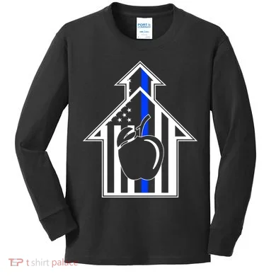 School Police Blue Thin Line Kids Long Sleeve Shirt