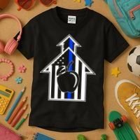 School Police Blue Thin Line Kids T-Shirt thumb 3