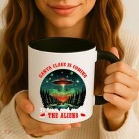 Santa Claus Is Coming To Town And So Are The Aliens Gift Coffee Mug thumb 3