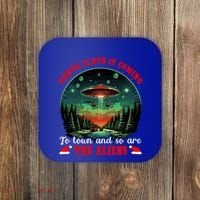 Santa Claus Is Coming To Town And So Are The Aliens Gift Coaster thumb 0