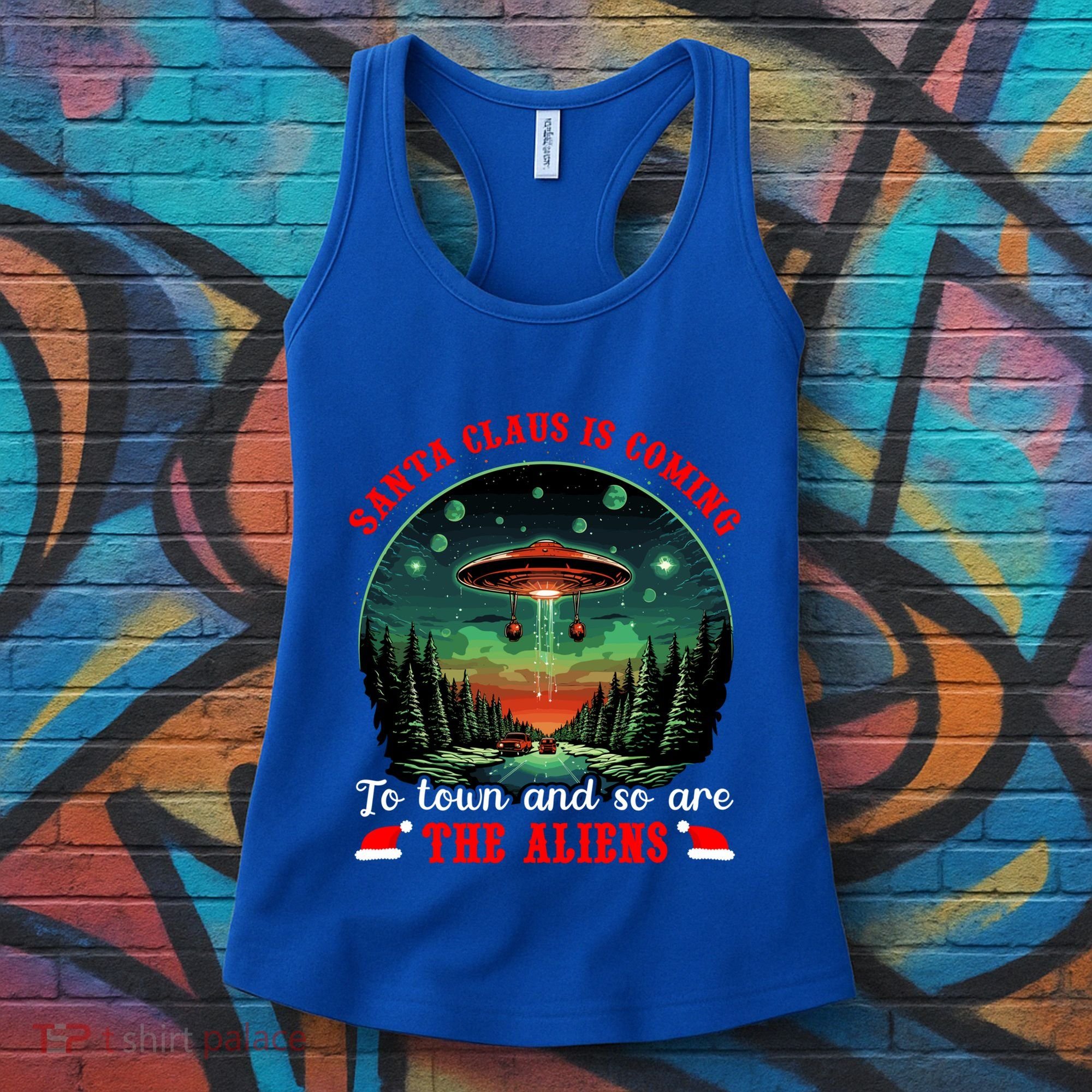 Santa Claus Is Coming To Town And So Are The Aliens Gift Women's Tank Top