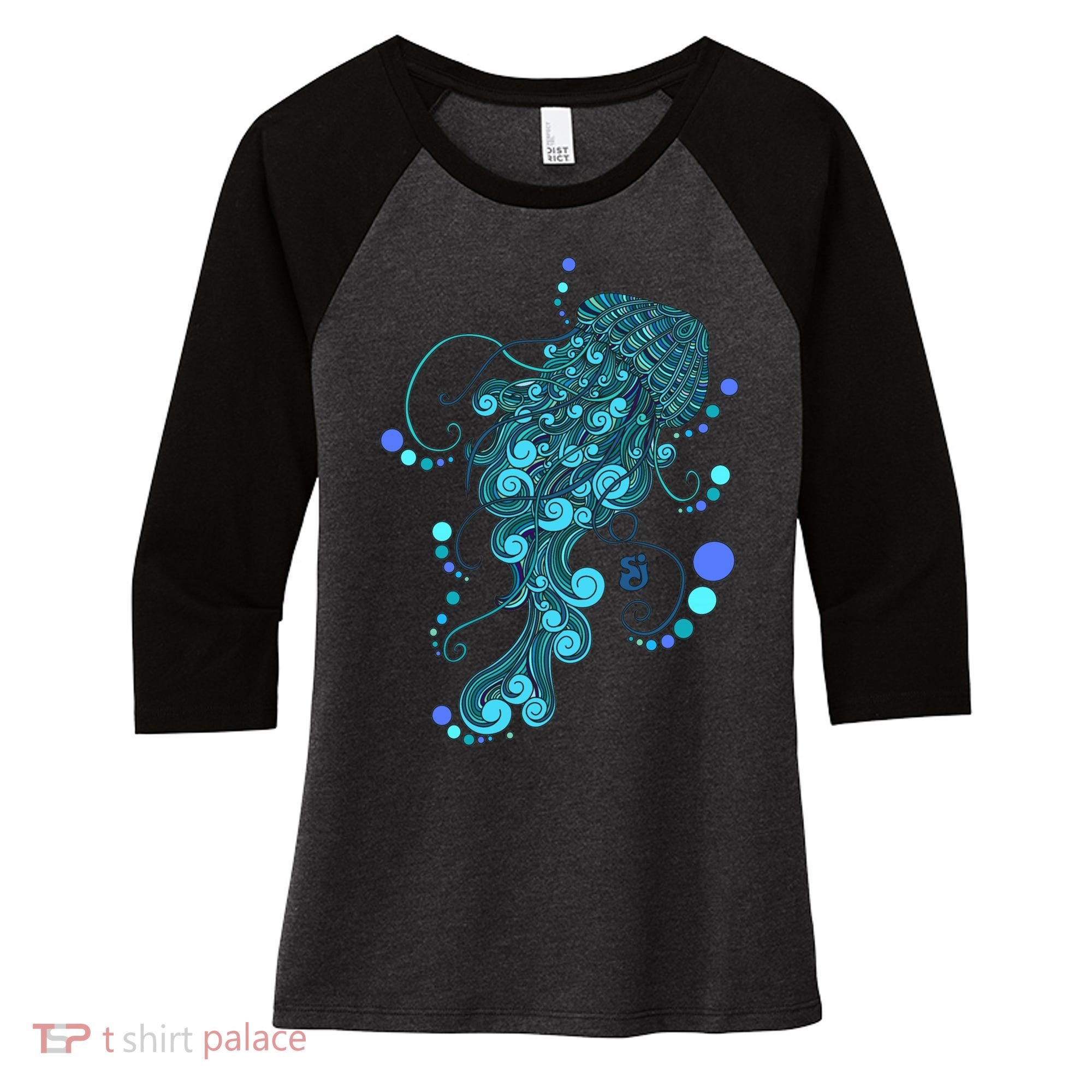 String Cheese Incident Jelly Fish Women's Tri-Blend 3/4-Sleeve Raglan Shirt