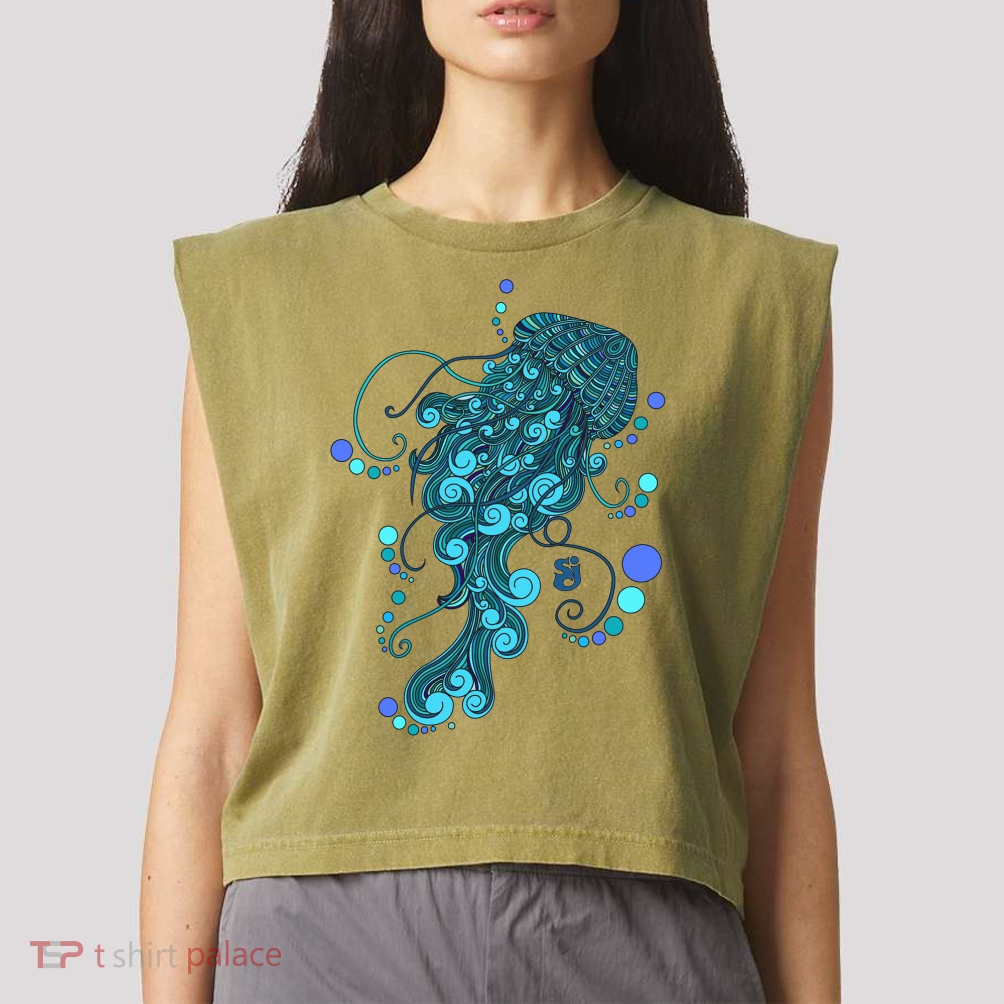 String Cheese Incident Jelly Fish Garment-Dyed Women's Muscle Tee