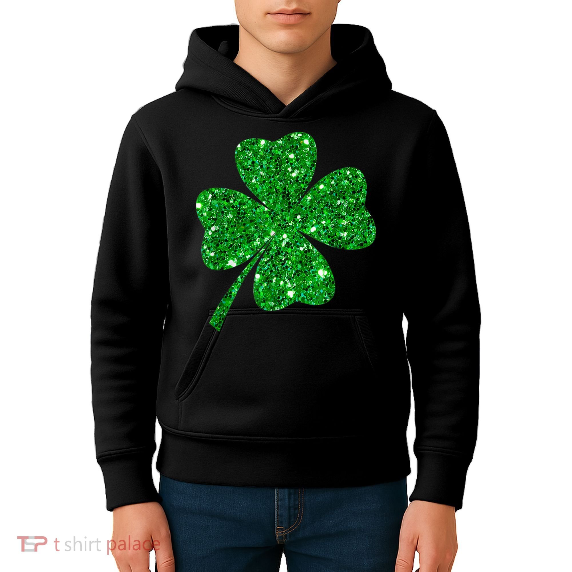 Sparkle Clover Irish Shirt For St Patricks &Amp; Pattys Day Kids Hoodie