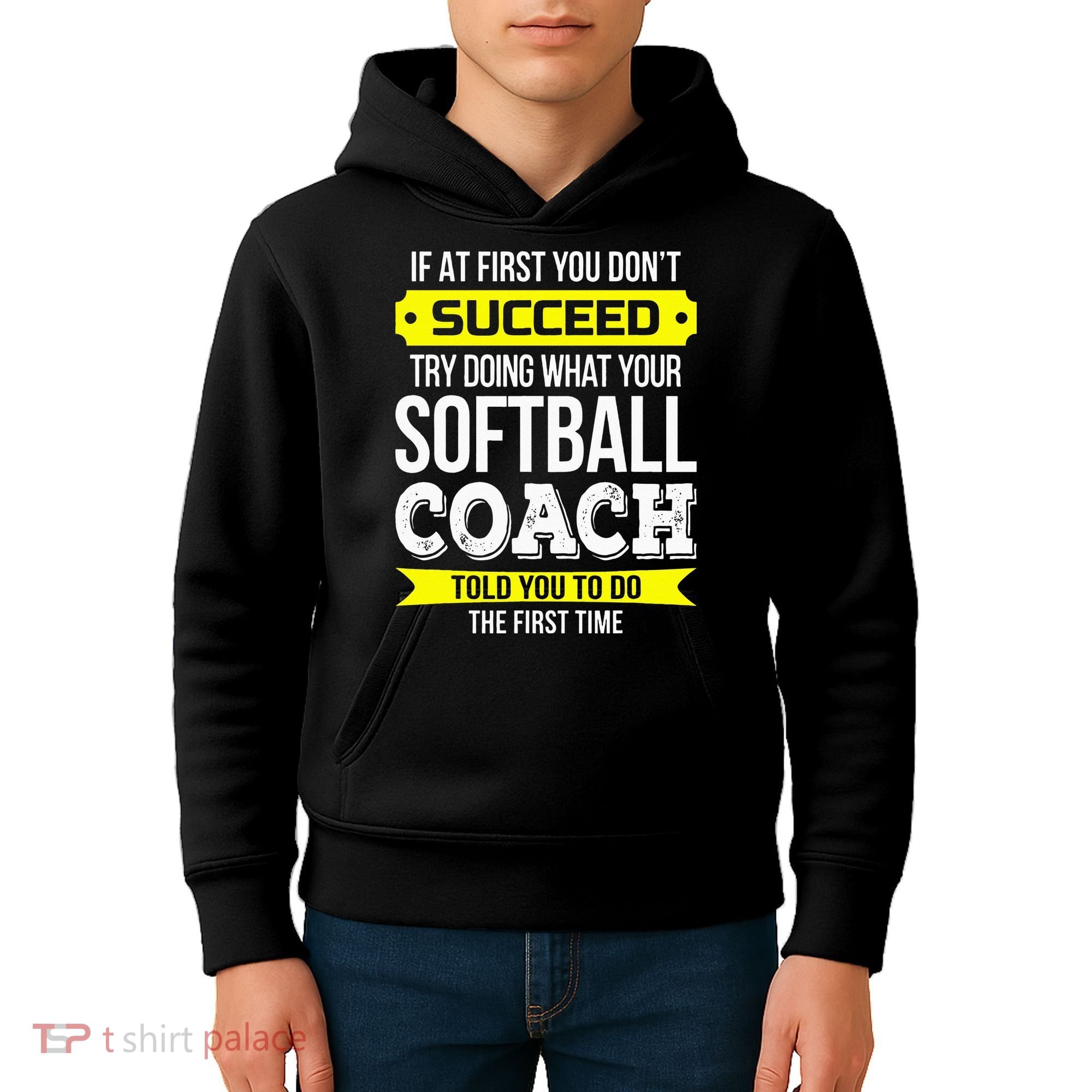 Softball Coach If At First You Dont Succeed Funny Kids Hoodie