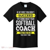 Softball Coach If At First You Dont Succeed Funny Kids T-Shirt thumb 0