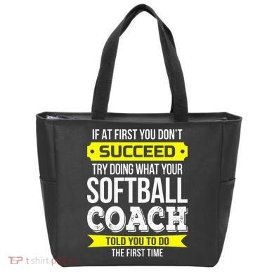 Softball Coach If At First You Dont Succeed Funny Tote Bag