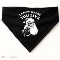 Santa Christmas I Know Where You Live USA-Made Doggie Bandana thumb 0