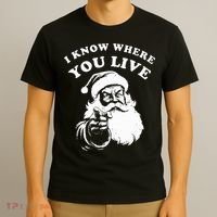 Santa Christmas I Know Where You Live T-Shirt thumb 3