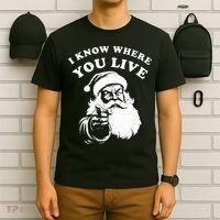 Santa Christmas I Know Where You Live T-Shirt thumb 6