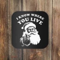 Santa Christmas I Know Where You Live Coaster thumb 0