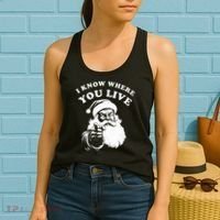 Santa Christmas I Know Where You Live Women's Tank Top thumb 2
